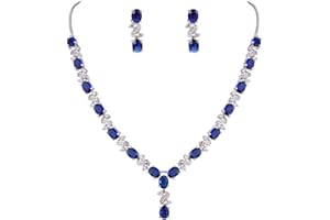 Clearine Parure Délicat Femme Forme-Y Bijoux Mariage Élégant Collier Boucles d'oreilles Pendant Ensemble Zircon Zirconium