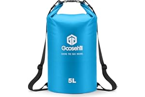 Goosehill Waterproof Dry Bag, 5L 10L 20L Roll Top Dry Sack with 2 Detachable Straps, Waterproof Bag for Boating Hiking Camping Kayaking Canoeing Swimming Snowboarding Paddle Board