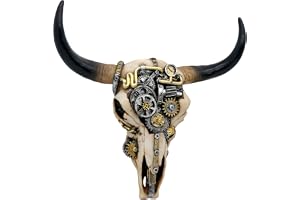 alikiki Steampunk krowa czaszka dekoracja ścienna - zachodnia głowa byka czaszka rzeźba ścienna 3D głowa zwierzęcia sztuka ścienna wisząca dekoracja do salonu sypialni kuchni prezent nowoczesna