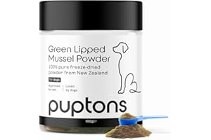 Puptons Green Lipped Mussel Powder for Dogs | Joint Care Supplement Rich in Amino Acids & Glucosamine | 100% Pure Green Lipped Mussel | Supports Mobility & Flexibility | Measuring Scoop Included