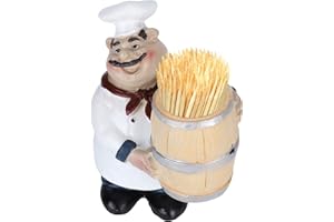 Agatige Soporte para palillos de figuras de chef, dispensador de palillos de resina con estatua de chef italiano para mostrador de cocina, restaurante, cafetería, decoración