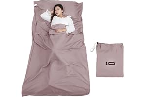 Queta Śpiwór turystyczny z torbą do przenoszenia, idealny do wnętrz, hosteli, schronisk górskich, schronisk młodzieżowych, na kemping, do aktywności na świeżym powietrzu itd. (brązowy)