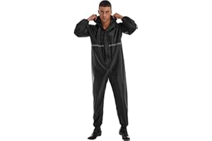 CHICTRY Combinaison de Pluie Résistant à l'eau pour Adulte Homme Costume Imperméable Moto Manteau À Capuche Salopette Coupe-Vent M-4XL