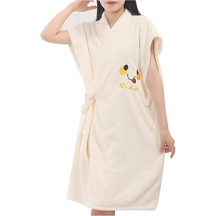 Ensemble Serviette De Bain Femme Xigua - Peignoir, Serviette Cheveux Et Bandeau - Fermeture Réglable, Motif à Pois Rouge