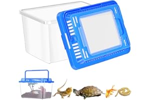 TOYANDONA Portable Plastic Aquarium Tank with Handle and Lid Versatile Fish and Reptile Carrier for Safe Transport Durable Clear Storage for Turtles Goldfish and More