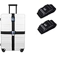 NEWBYTEK Adjustable Luggage Straps with Combination Lock Suitcase Belts for Travel,165 Inch 2-Pack (Black)
