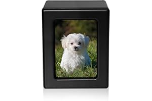 MAKEY'S Pet Urns for Dogs Cats Ashes, Dog Cat Photo Urn, Pet Cremation Box, Urns for Dog Cat Ashes, Dog Cat Ashes Urn Black-S