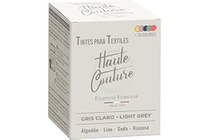 HAUTE COUTURE - Tinte para Ropa y Textil Gris - 350g - Gris Claro - Tinte Textil Todo en uno - Listo Para Teñir Ropa y Tejidos
