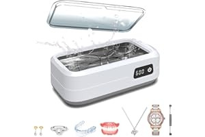 AYhome Ultrasonic Cleaner, 48000Hz Ultrasonic Jewellery Cleaner with 4 Cleaning Modes, 600ML Large Capacity Jewellery Cleaner for Necklace Ring Glasses Jewelry Watch Coins Denture