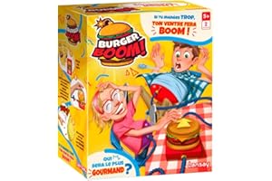 Lansay - BURGER BOOM - Jeu de Société Amusant et Interactif - Pioche les Cartes et Gonfle le Ventre de Ton Adversaire - Fais Exploser le Hamburger pour Gagner - Pour Toute la Famille