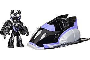 Marvel Iron Man and his Awesome Friends Black Panther Plane, actionfigur och leksaksfordon, 7,6 cm, superhjälteleksaker för b