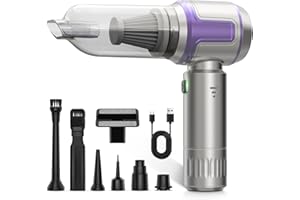 Tidy Cats Aspirabriciole Senza Fili, 16000Pa Aspirapolvere Auto con Potente Aspirazione, 3 Velocità Mini Aspirapolvere Portatile Senza Fili per Auto, Casa, Ufficio, Aspira Peli Cane, Viola