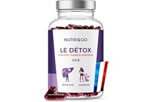 Detox Foie Colon Intestin - Cure Detox Puissante et Rapide - Extraits de Chardon Marie et Artichaut - Draineur et Elimination Toxines - 60 gélules Vegan - Made in France - Nutri&Co