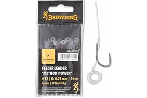 Browning #12 Feeder Leader Method Power Pellet - Cintas de Pesca (4,5 kg, diámetro 0,22 mm, 10 cm, 6 Unidades), Color Bronce
