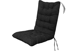 BAITANG High Back Chair Cushion, Patio Outdoor Chair Cushion Seat Pads, Recliner Soft Garden Chair Seat Pad Cushion with Backrest for Indoor, Office, Home, Rocking Chairs,Black,45 * 100cm