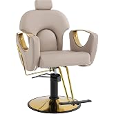 Drmilito Hairdressing Chair Professional Chair Barberia Chair Beige | 360&deg; Swivel Adjustable Height Adjustable Headrest and F