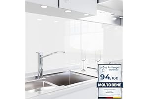 danario Rivestimento Paraschizzi Cucina Adesivo da Parete - Effetto Vetro - Spesso e Rigido - Ignifugo e Resistente all'Acqua - 0,8 mm - Bianco - Campione