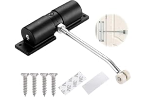 AMROCKY Automatic Spring Door Closer, Adjustable Door Spring Closer for Interior Door, Quiet Auto Door Closing for Door Weights 20-35kg, with Adjusting Rod and Screws (Black)