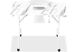 Tavolo da manicure FIVMEN con aspirazione Pieghevole Tavolo per manicure Tavolo per manicure per studio di unghie con aspirazione della polvere e 4 ruote per saloni di bellezza, bianco