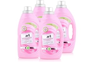 ‎BURTI 4er Pack Burti Wolle & Seide Feinwaschmittel flüssig (4 x 1,45l) - mit Faser Schutz für Wolle, Seide & Daunen, ohne Mikroplastik mit pflanzlichem Pflege-Booster für ca. 104 Waschladungen