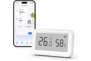 WLAN temperatur-fuktighetssensor: Trådlös hygrometer-termometer med LCD-skärm, appmeddelande, datalagring och export, kalibre