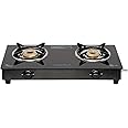 SURYA FLAME Lpg Manual Gas Stove 2 Burner Glass Top Lifestyle Cooktop With Bis Certified Doorstep Warranty 2 Years (Black)