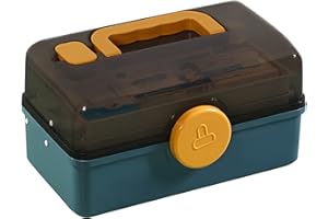 KMQRDZI Armoires à pharmacie - Boîte à pharmacie - Grande capacité - Trois couches avec poignée de transport - Petite boîte de premiers secours pour le ménage - Médecine (bleu, M)