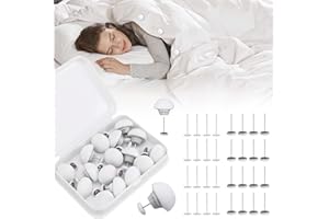 MQUPIN Lot de 16 Clips de Fixation Ronds pour Housse de Couette, Motif Champignon avec Boutons, pour Housse de Couette de Chambre à Coucher (Blanc)