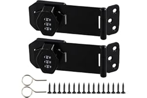 Anseom Verrou de porte à combinaison numérique de 10,2 cm avec vis, loquet de porte de grange en métal à 3 chiffres avec mot de passe pour armoire, porte de jardin (noir)