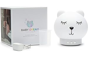 Baby Dream Machine - La veilleuse 5 en 1 d'aide au sommeil - Veilleuse, Thérapie par la Lumière Rouge, Thérapie Sonore par Bruit rose, Humidificateur & Aromathérapie