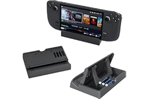 DLseego Holder Stand for Steam Deck 2021, Game Accessories 3-Hight Adjustable Dock Portable Silicone Anti-Slip Strap Play Stander with Vents Sturdy Durable ABS Material - Black