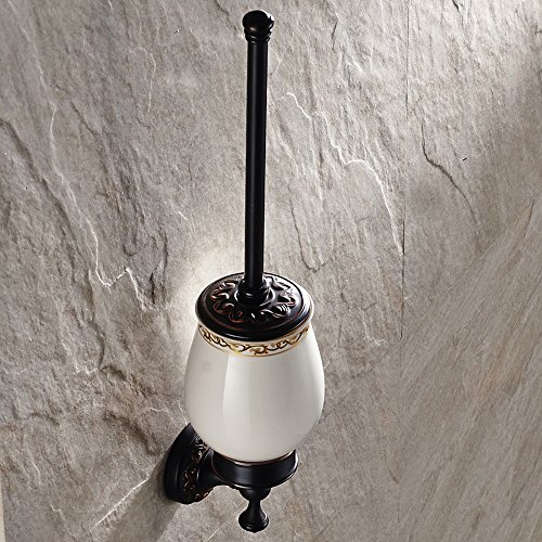 Weare Home Alle Messing Antik Vintage Retro Design Schwarz Öl rubbed Bronze finished Toilettenbürstenhalter mit keramik Becher für Badezimmer Wandhalerung Bohren Wandmontag - 3