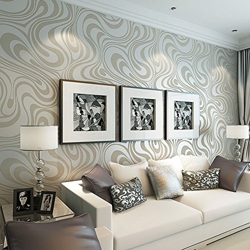 Enko 3D Wallpaper Resumen Curvas Moderno Lujo Resumen Curva 3d papel tapiz de rollo de papel mural, Flocado papel pintado a rayas de color, para Dormitorio Sala TV telón de fondo 0.7m * 8.4m. (Púrpura)