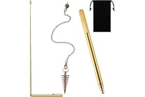Jadive 3 Pieces Divining Rods Copper and Dowsing Pendulum for Ghost Hunting, Energy Healing, Divining Water Includes 2 Retractable Divining Rods with Copper Handle and 1 Pendulum Pendant(Gold)