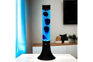 LICHT-ERLEBNISSE Lampada lava in vetro alluminio nero blu festa sala giovani 37,5 cm G9 incl. lampadina Magma atmosferica lampada da tavolo retrò YVONNE