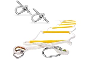 ISOP Escalera de Escape de Incendios de 5m de 1 Pisos - Escalera de Cuerda de Seguridad Resistente al Fuego con Herramientas de Montaje - Rápida de implementar y fácil de Usar y almacenar - Reutilizable