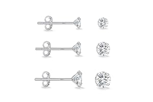 Ecripe 3 Paar 925 Sterling Silber Ohrringe für Frauen, Hypoallergen Cubic Zirkonia Ohrstecker Set, Komfortable Ohrringe Echt Silber Geschenk für Damen