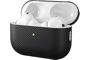 memumi Prawdziwe włókno węglowe do AirPods Pro 2. generacji 2022, wytrzymałe, trwałe włókno aramidowe 0,3 mm, dopasowane do Airpods Pro 2, cienkie etui z włókna węglowego z ochroną klasy wojskowej 600D, czarne