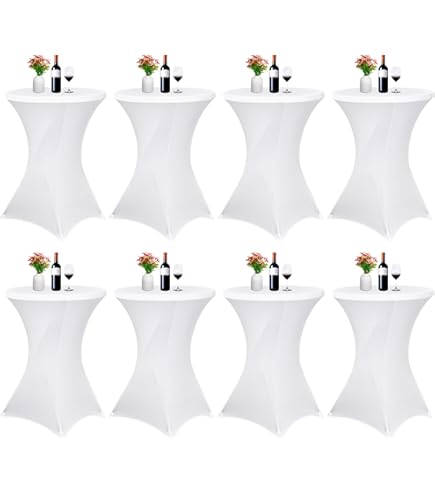 2 Stuks Stretch Tafelkleed Ronde Cocktailtafel - Zwart 60 Cm Diameter 110 Cm Hoogte