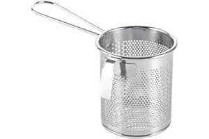 BANZIAJU Pasta Strainer,Pasta Strainer Mesh Stainless Steel Colander Mesh Net Strainer Frying Basket Spaghetti Basket for Noodles Dumpling Hot-Pot Type 1