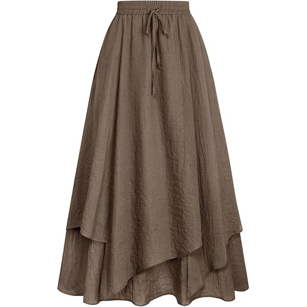 SCARLET DARKNESS Maxi-rok voor dames, renaissance, trekkoord, elastische taille, A-lijn, vloeiende lange rok met zakken, Wit, XXL SCARLET DARKNESS Maxi-rok voor dames, renaissance, trekkoord, elastische taille, A-lijn, vloeiende lange rok met zakken, Wit, XXL