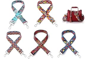 Kellegour 5 Pièces Bandouliere de Sac a Main Bricolage,Sangle d'épaule Réglable Large,Ceinture de Style Ethnique Coloré