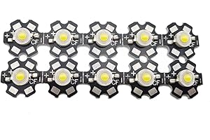 VRABOCRY Luce LED ad alta potenza, 10 pezzi, bianco 4000 – 4500 K, chip LED ad alta luminosità, con chip integrato da 20 mm, colore nero, stella PCB per lampada, illuminazione fai da te, luce LED