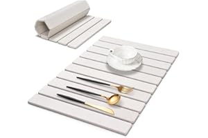 DAWNTREES Stone Drying Mat,40x30 cm Large Stone Dish Drying Mat Foldable, Absorbent Diatomaceous Earth Bath Mat Quick Dry for Kitchen Dishes Bottles Cups Bathroom Any Countertop