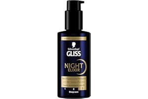 Schwarzkopf Gliss Night Elixir Siero Riparazione Notturna 100ml, Siero capelli con HAPTIQ System ed Estratto di Perla Nera, Prodotti per capelli danneggiati e secchi