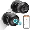 Smart Fingerprint Door Knob, Keyless Entry Door Lock with Remote App Control, Auto Lock, Biometric Finger Print Smart Lock Door Knob for Front Door, Bedroom, Office, Black
