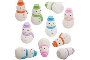 Baker Ross FX752 Schneemann-Radiergummis - Packung mit 10, Füllmaterial für Weihnachtspartytüten und Strümpfe