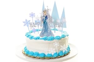 FISAPBXC Frozen Cake Decorations, Frozen Cake Topper Set Mini Cute Decorations Glitter Snowflake Decoration for Kids Birthday Party Cake Decorations Party Supplies