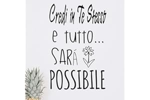 DOCLIICK Adesivo da parete in vinile con frase in italiano "CREDI EN TE" adesivi murali frasi in italiano citazione, decorazione da parete, Wall Stickers, Art Sticker Decal Mural DC-18030