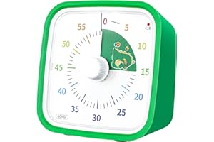 Xinbeiya Minuteur Visuel Dinosaure avec étui de Protection, Dinosaur Timer Enfant Compte à Rebours de 60 Minutes Minuteur pour Enfants et Adultes, Outil de Gestion du Temps Silencieux(Vert)